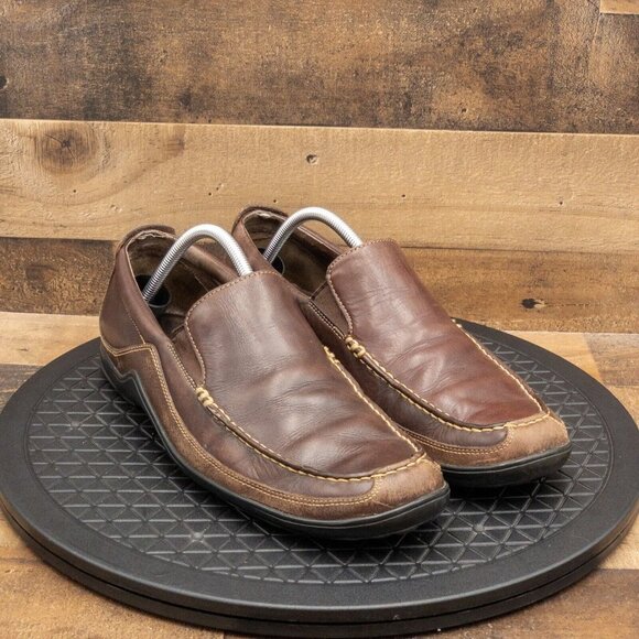 ECCO MENS CASUAL SHOES BLACK LEATHER MOC TOE COMFORT SLIP ON CLASSIC SIZE 46 - Picture 3 of 9